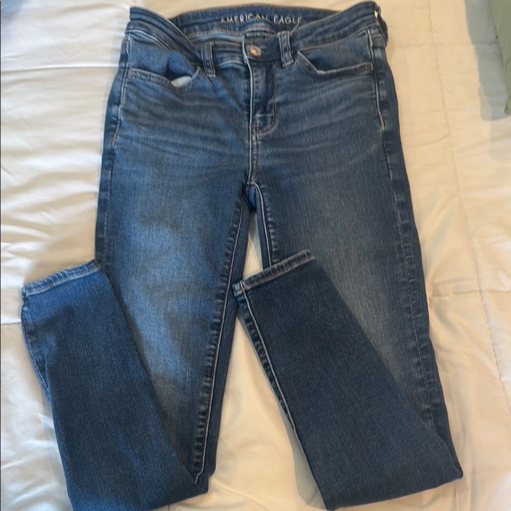 American Eagle Outfitters Blue Skinny Jeans Medium Wash Hi Rise Jeggings